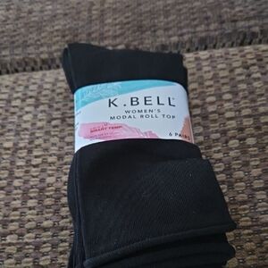 Women's Black Modal Roll Top Socks